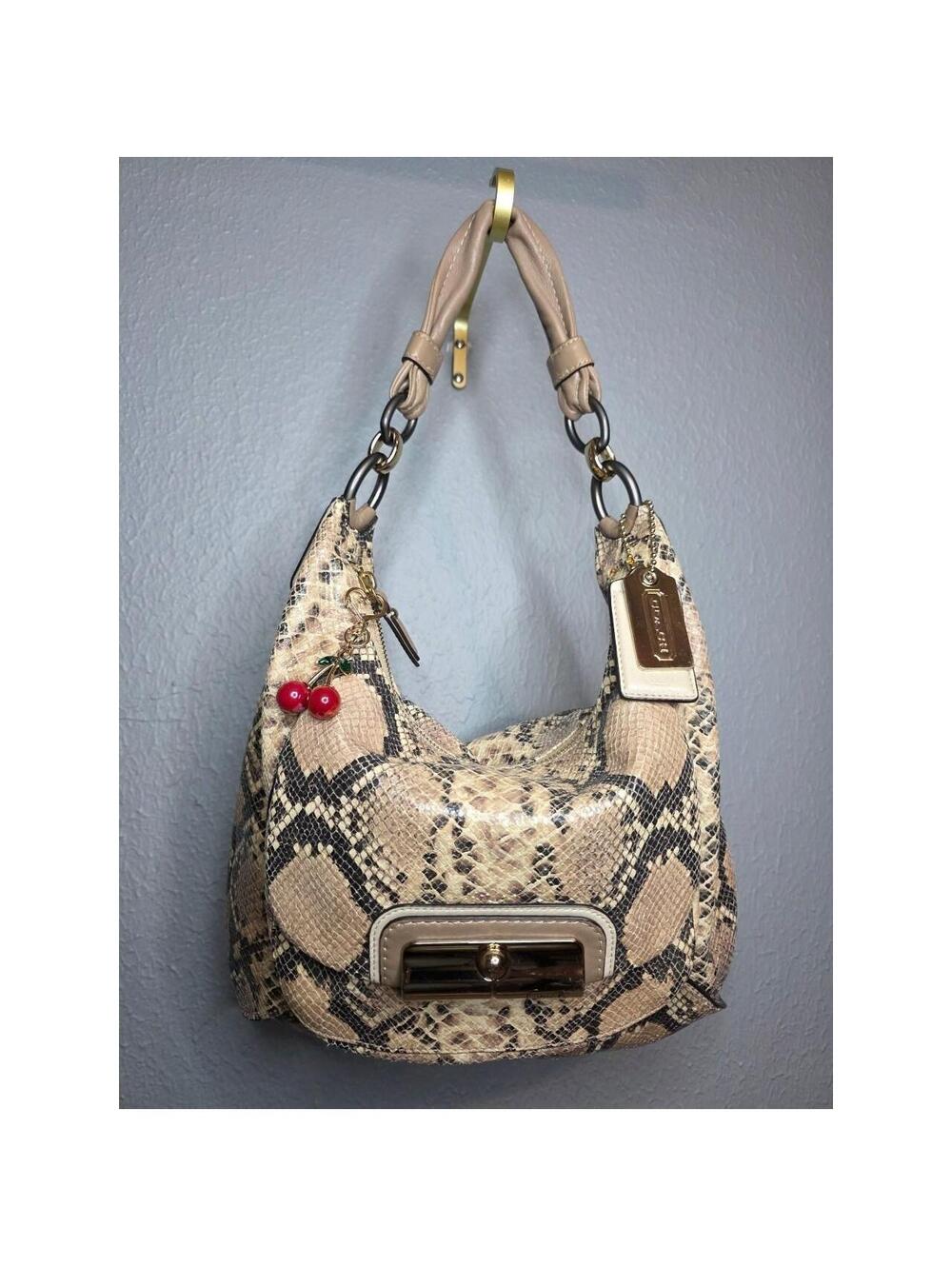 🍒Coach Kristin Embossed Python 2 Way Hobo Bag🍒